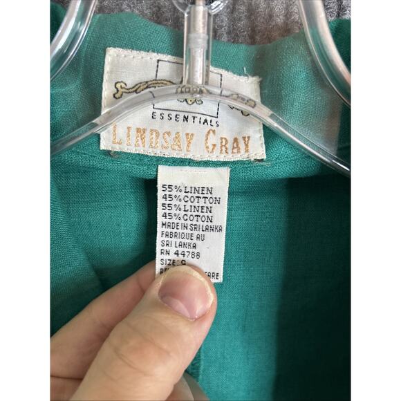 Vintage Lindsay Gray Womens Blazer Jacket Size 9 Green Linen Blend Lightweight - Picture 3 of 5